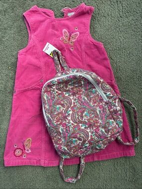 Carter's Hot Pink Corduroy Butterfly Dress with Paisley Pink Backpack